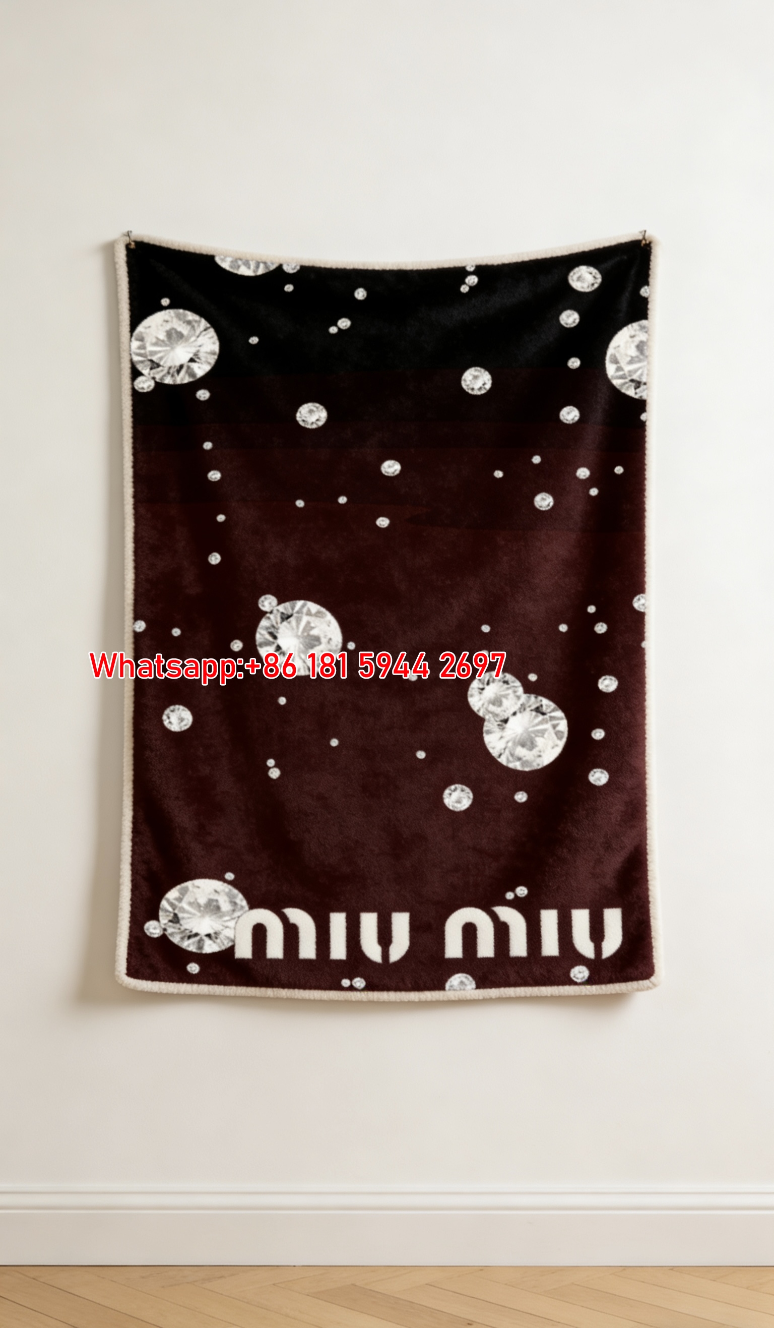 Miu Miu Sparkling Diamond Print Flannel Throw Blanket IMG_0450